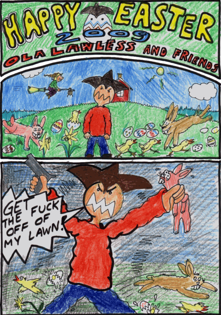 Ola Lawless easter special comic strip.
