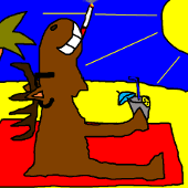 Algot's winner picture the moose on vacation.